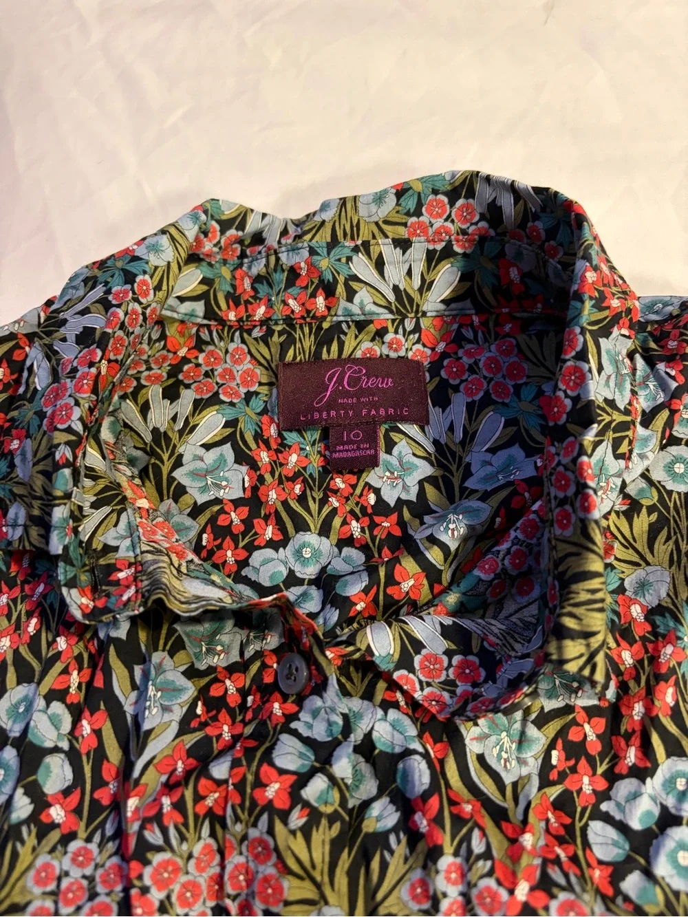 J. Crew Women's Floral Button-Down Shirt - Blue & Red